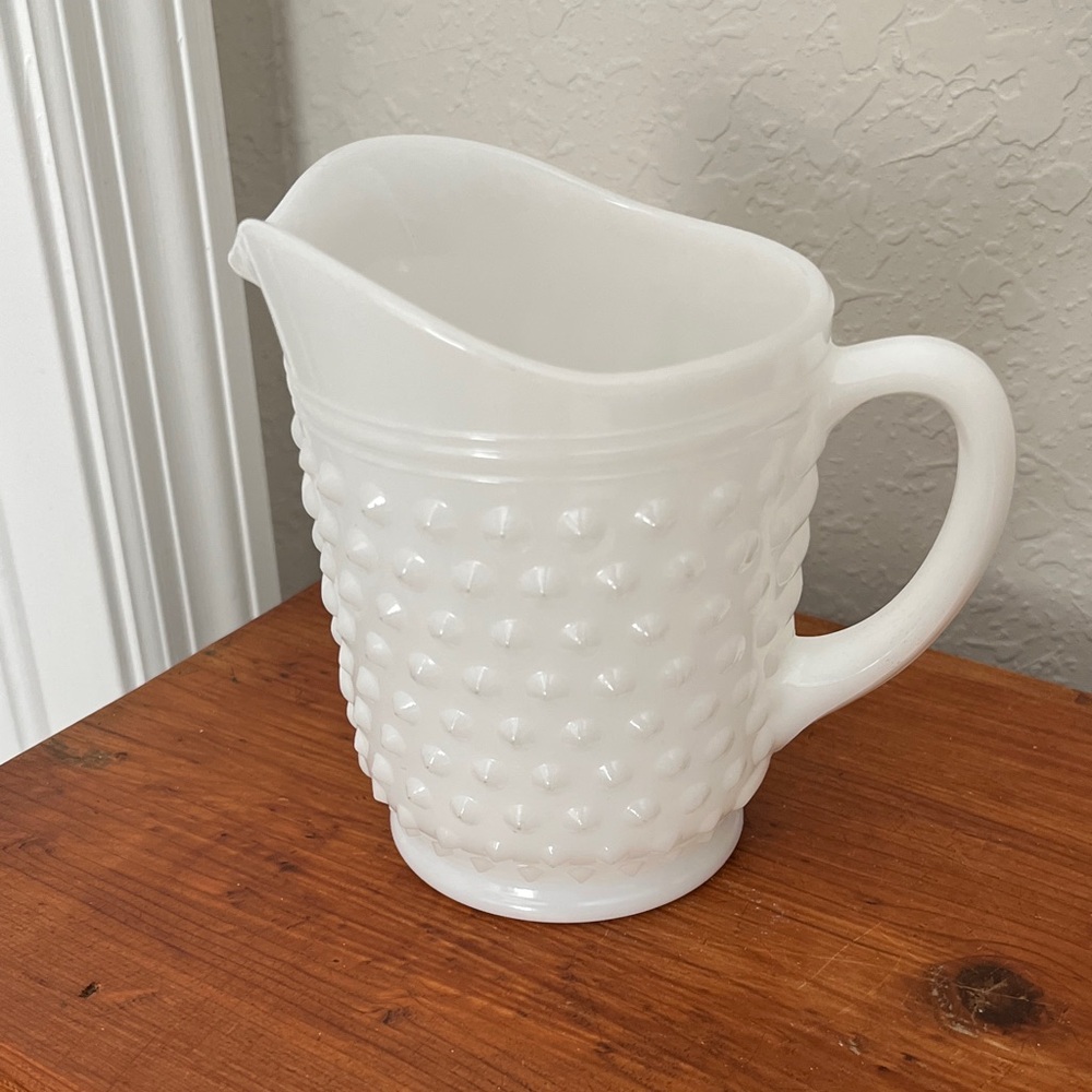 Milk Glass Hobnail Pitcher - White